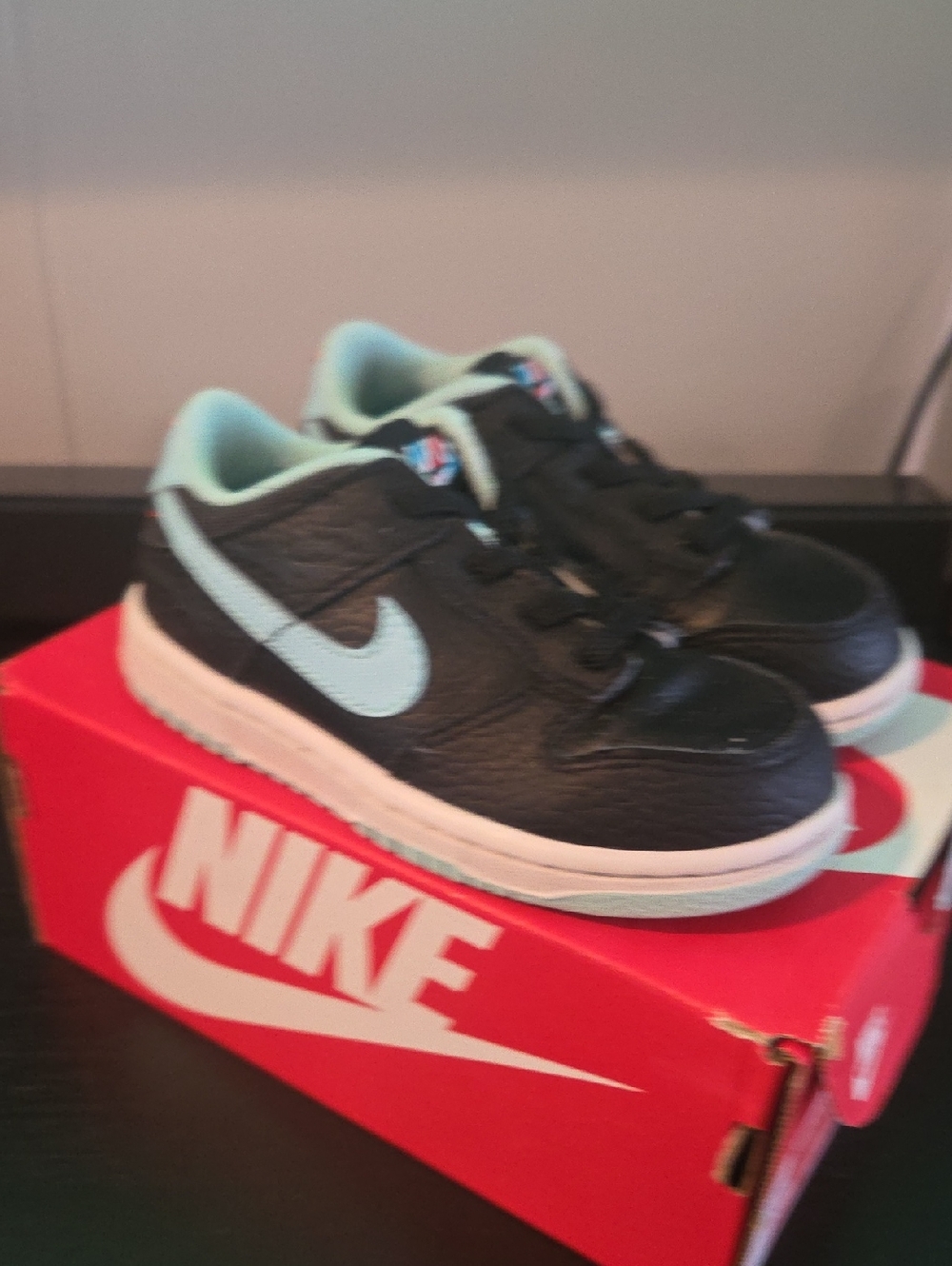 Nike Dunk Low Kids Black and Mint Low Top Sneakers